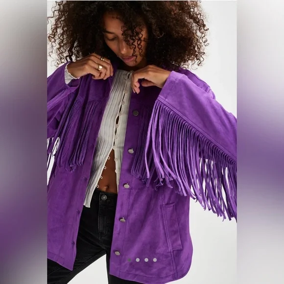 We The Free Purple Fringe Jacket - Picture 1 of 8
